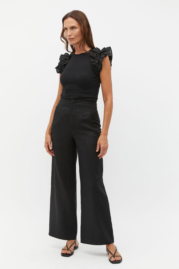 Voile Ruffle Tee  Black  hi-res