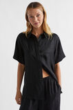 Satin Short Sleeve Shirt  Black  hi-res
