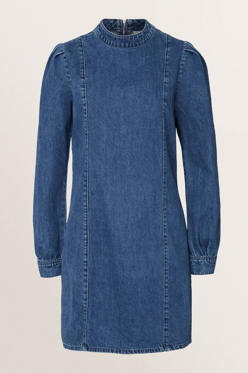 Mock Neck Denim Dress  