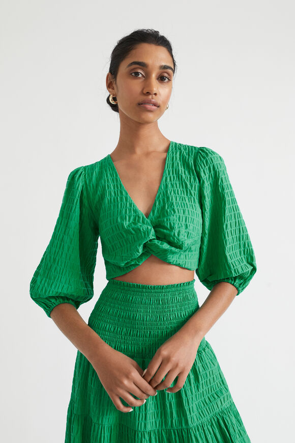 Textured Twist Front Top  Bright Mint  hi-res