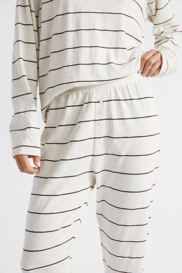 Stripe Jersey Top and Pant PJ Set  Coffee Stripe  hi-res