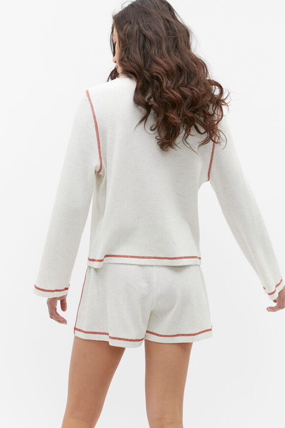Contrast Long Sleeve and Short PJ Set  Alabaster Marle  hi-res