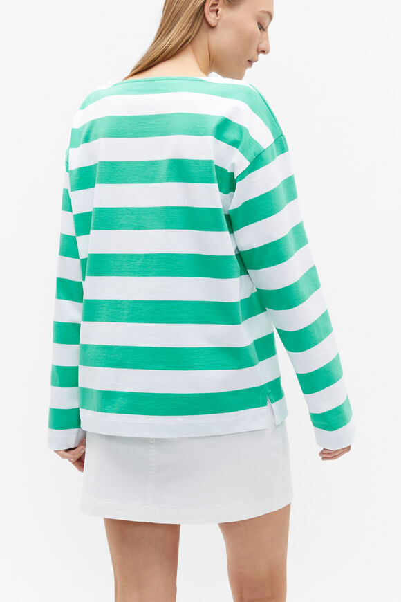 Oversized Stripe Top  Deep Emerald Stripe  hi-res