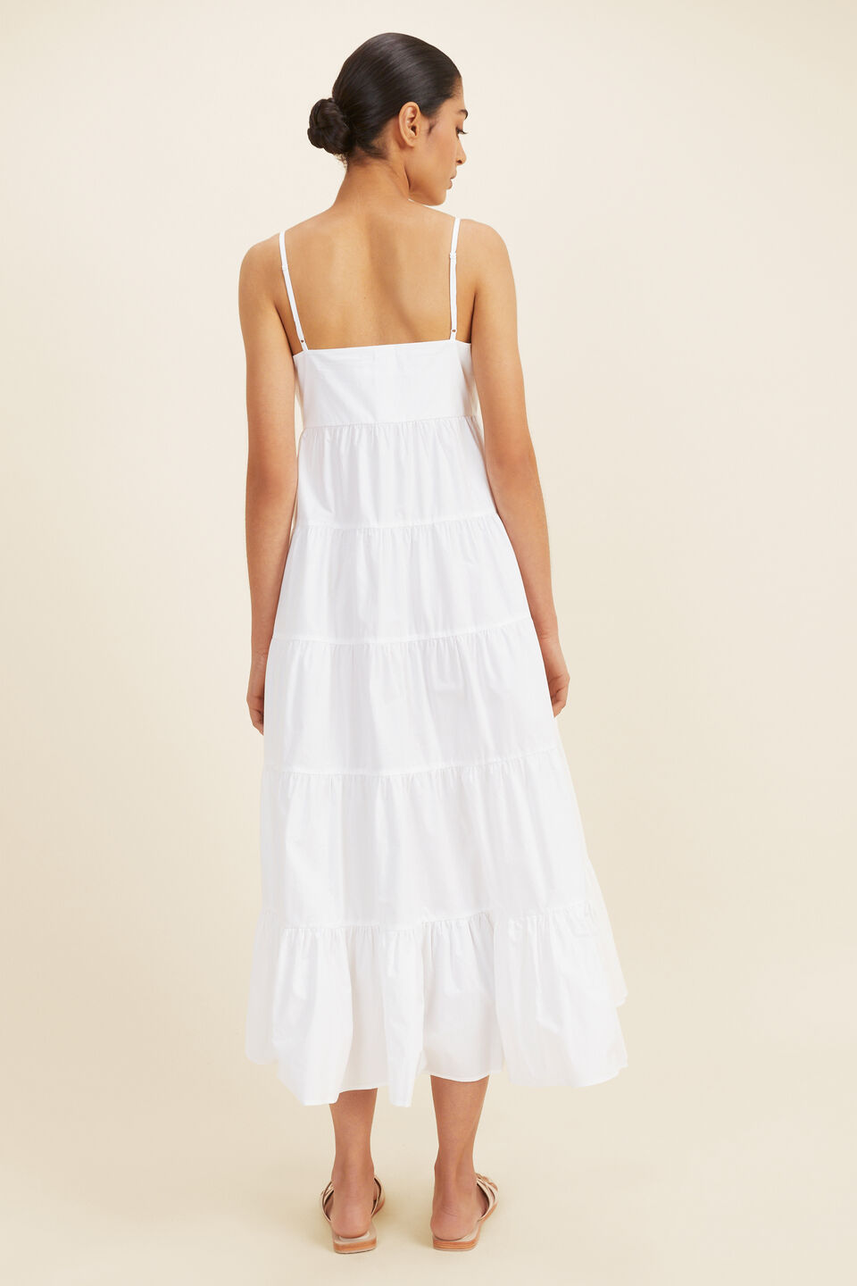 Poplin Tiered Maxi Dress  Whisper White