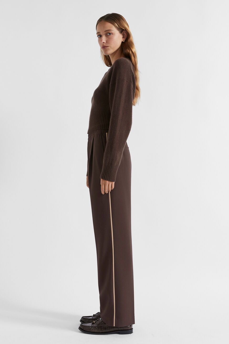 Elasticated Pull On Trouser  Dark Espresso