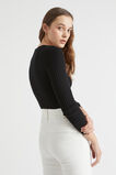 Ruched Front Knit Top  Black  hi-res