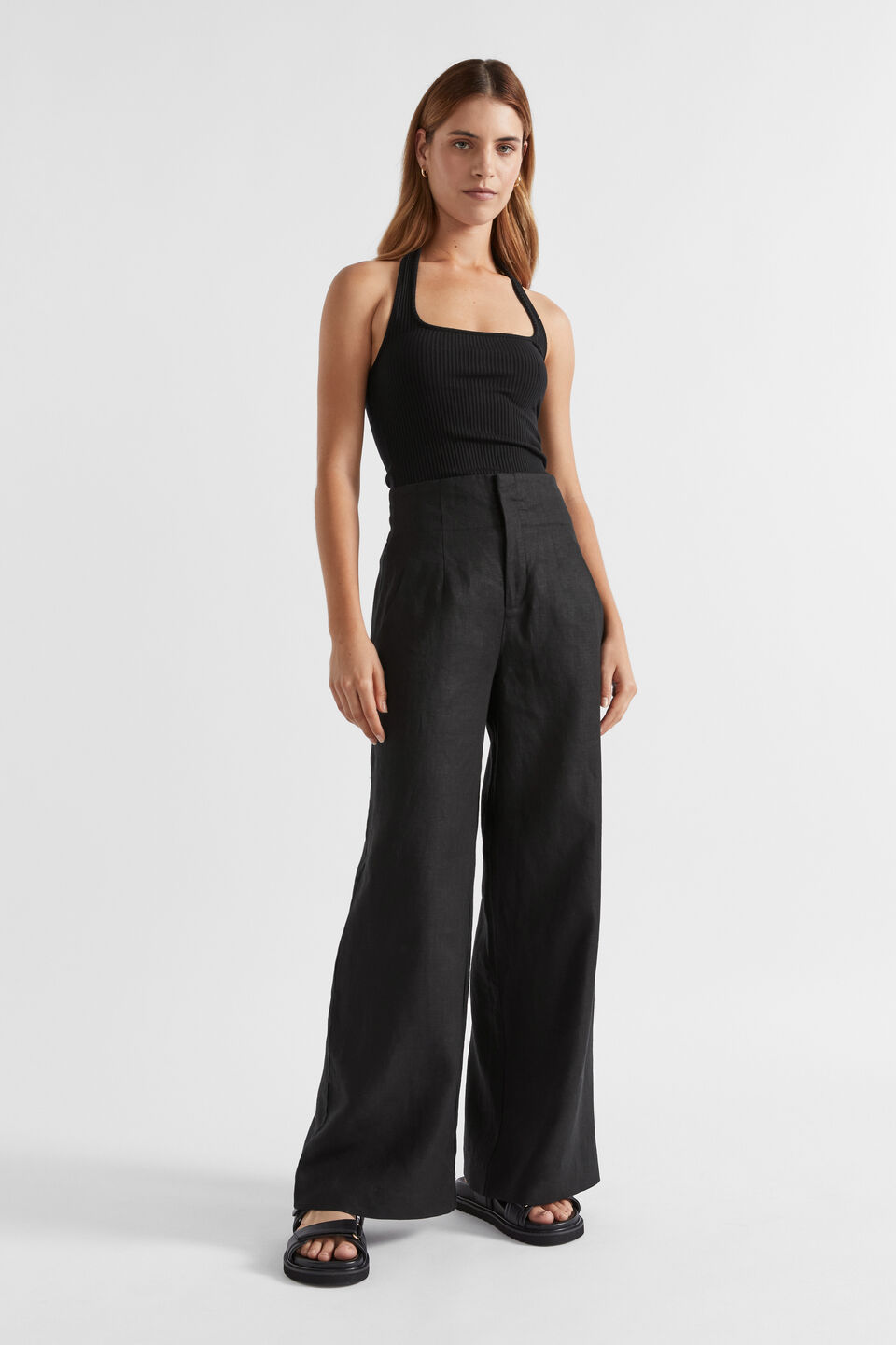 Halter Rib Tank  Black