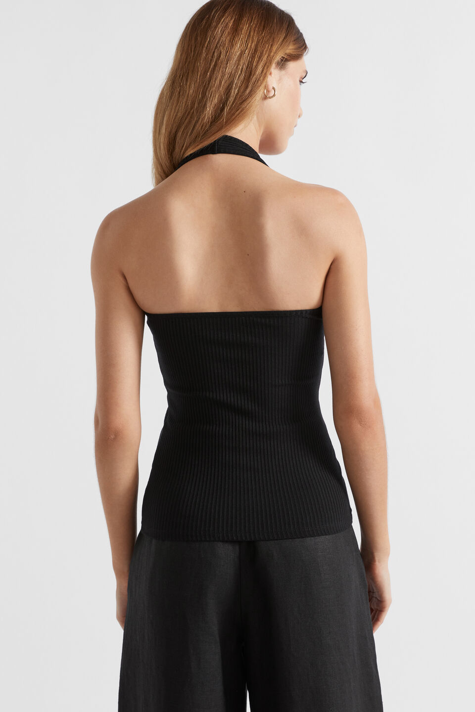 Halter Rib Tank  Black
