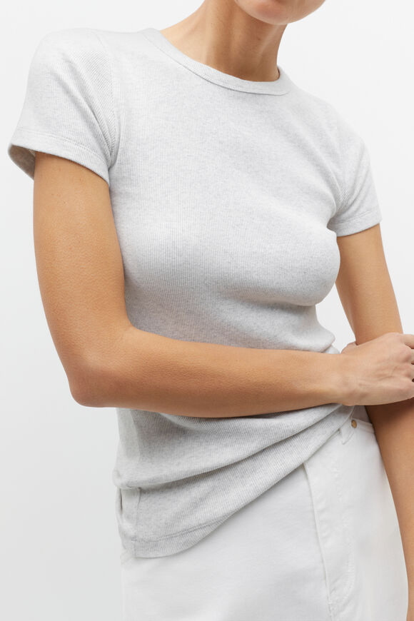 Australian Cotton Rib Tee  Light Grey Marle  hi-res