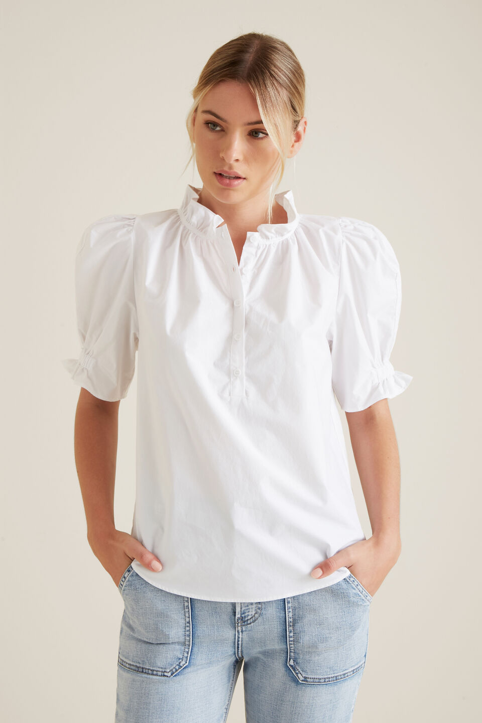Puff Sleeve Frill Shirt  