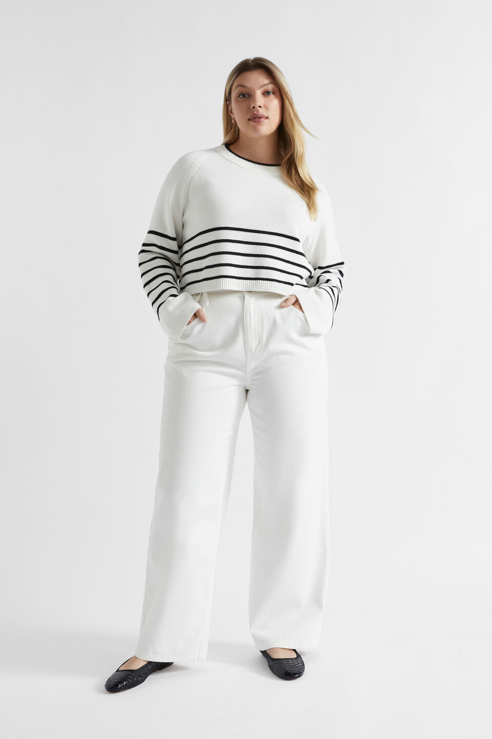 Stripe Crop Knit  Cloud Cream