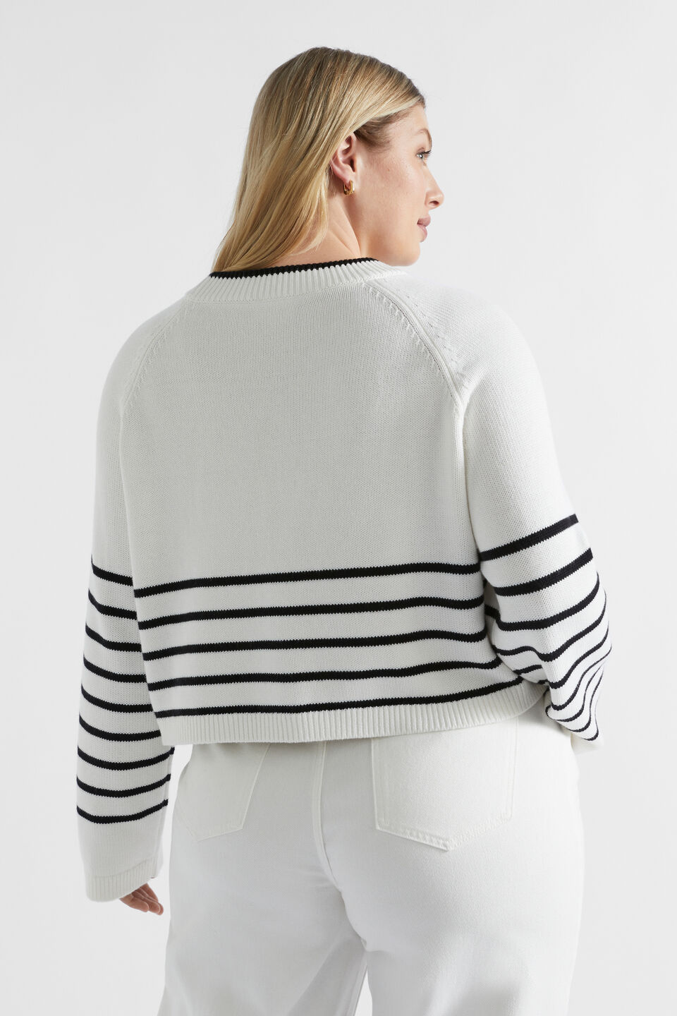 Stripe Crop Knit  Cloud Cream