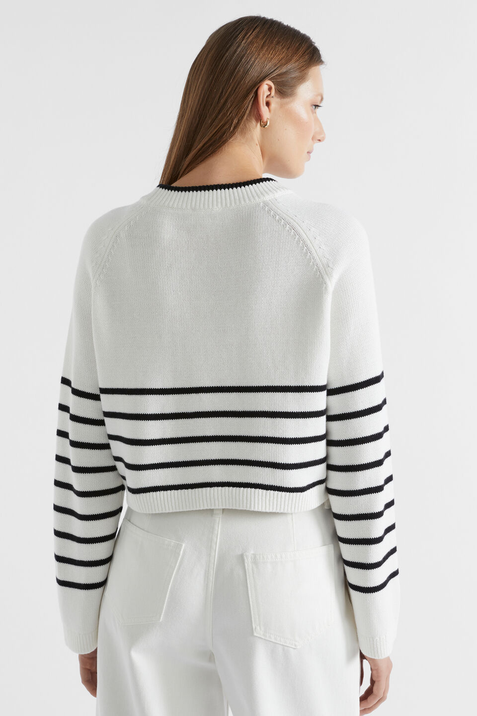 Stripe Crop Knit  Cloud Cream