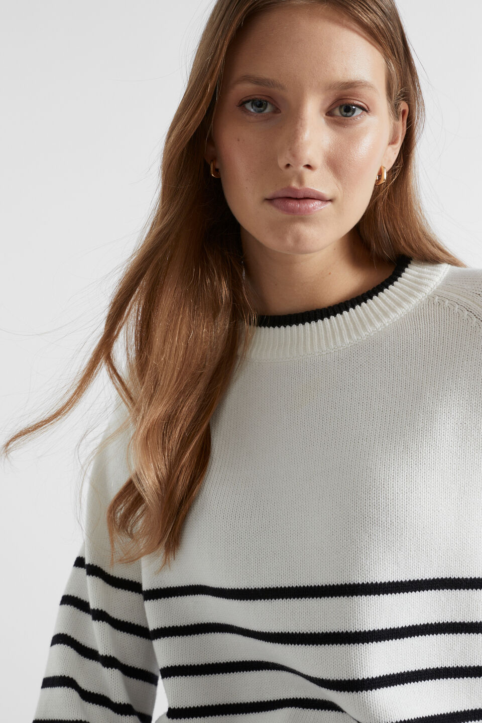 Stripe Crop Knit  Cloud Cream