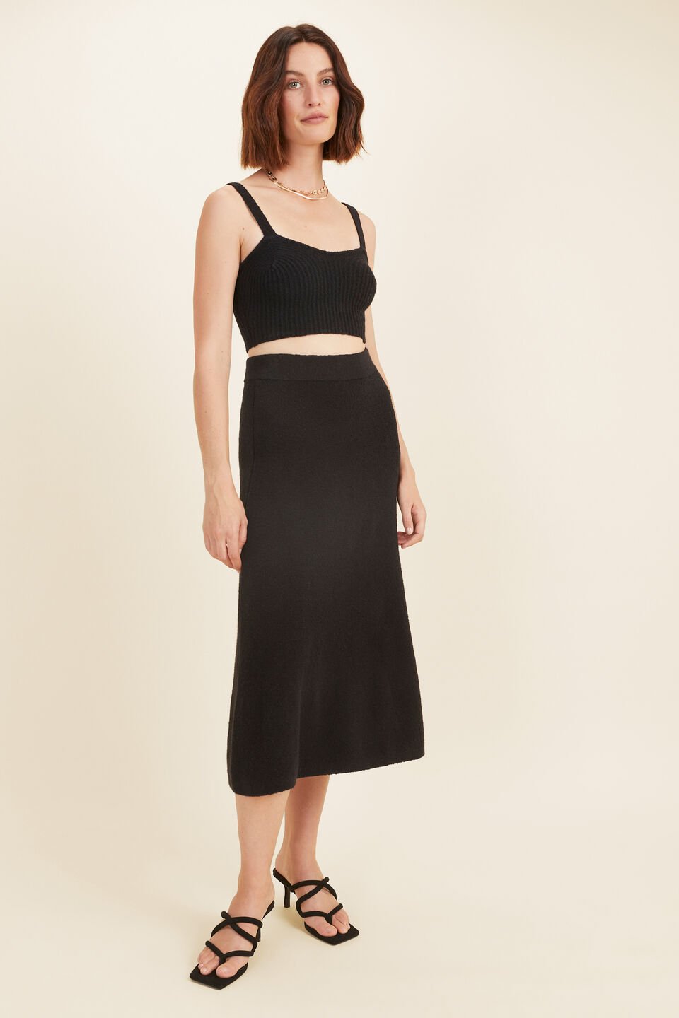 Boucle Crop Bra Top  Black