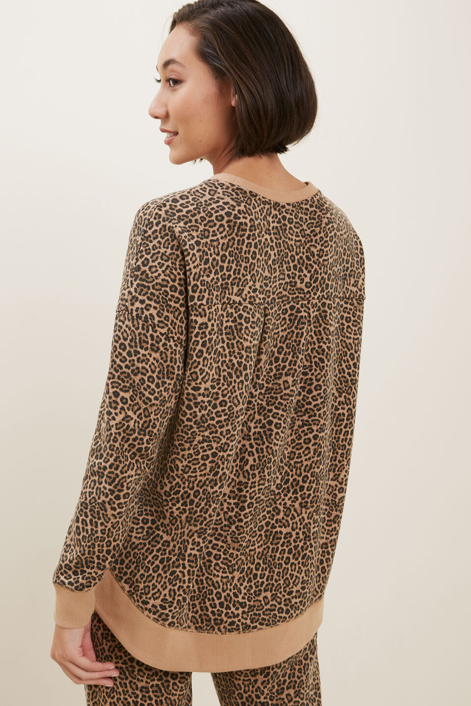 Animal Hi Low Sweater  Leopard