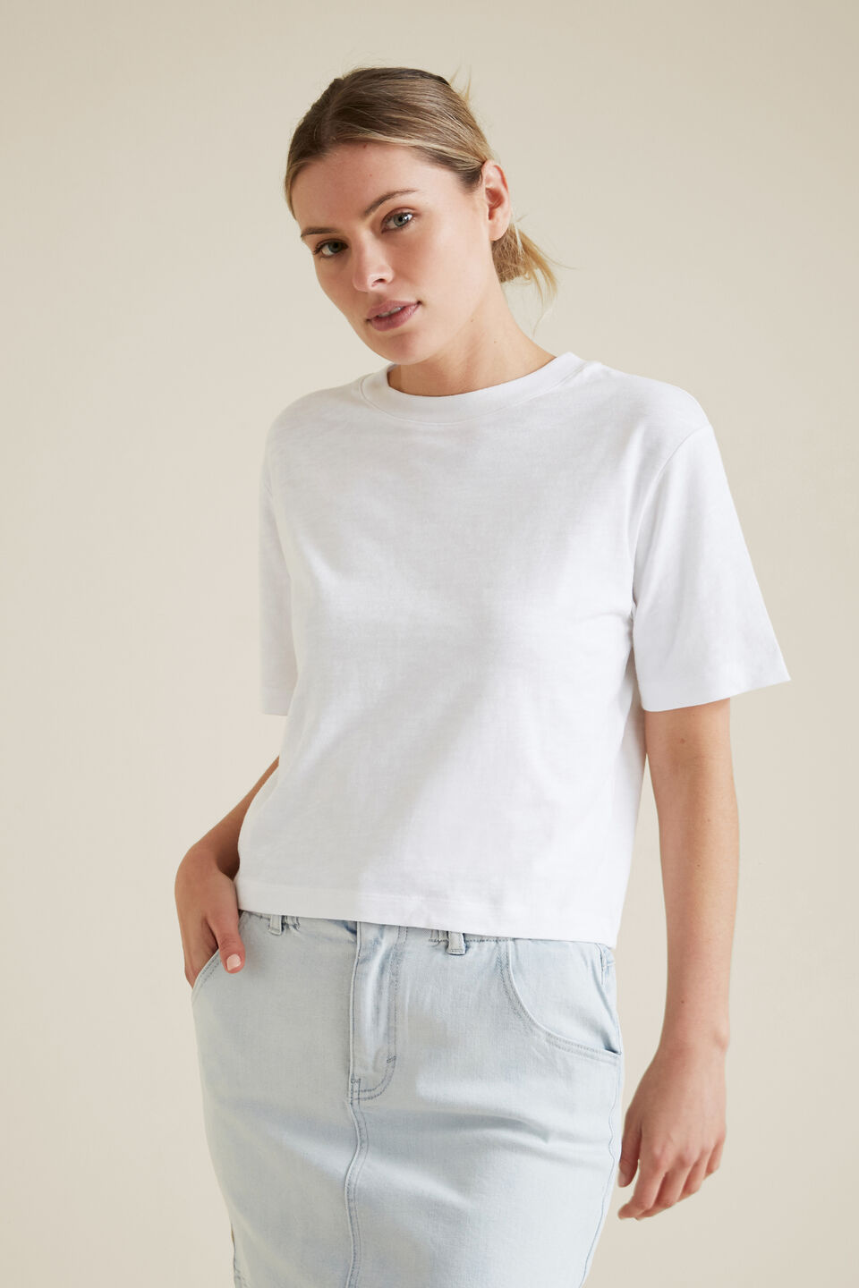 Boxy Slub Tee  Whisper White