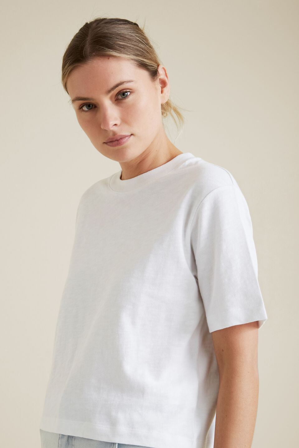 Boxy Slub Tee  Whisper White