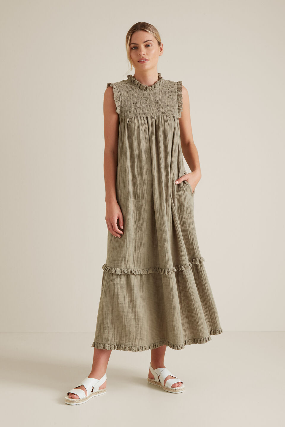 Shirred Crinkle Dress  
