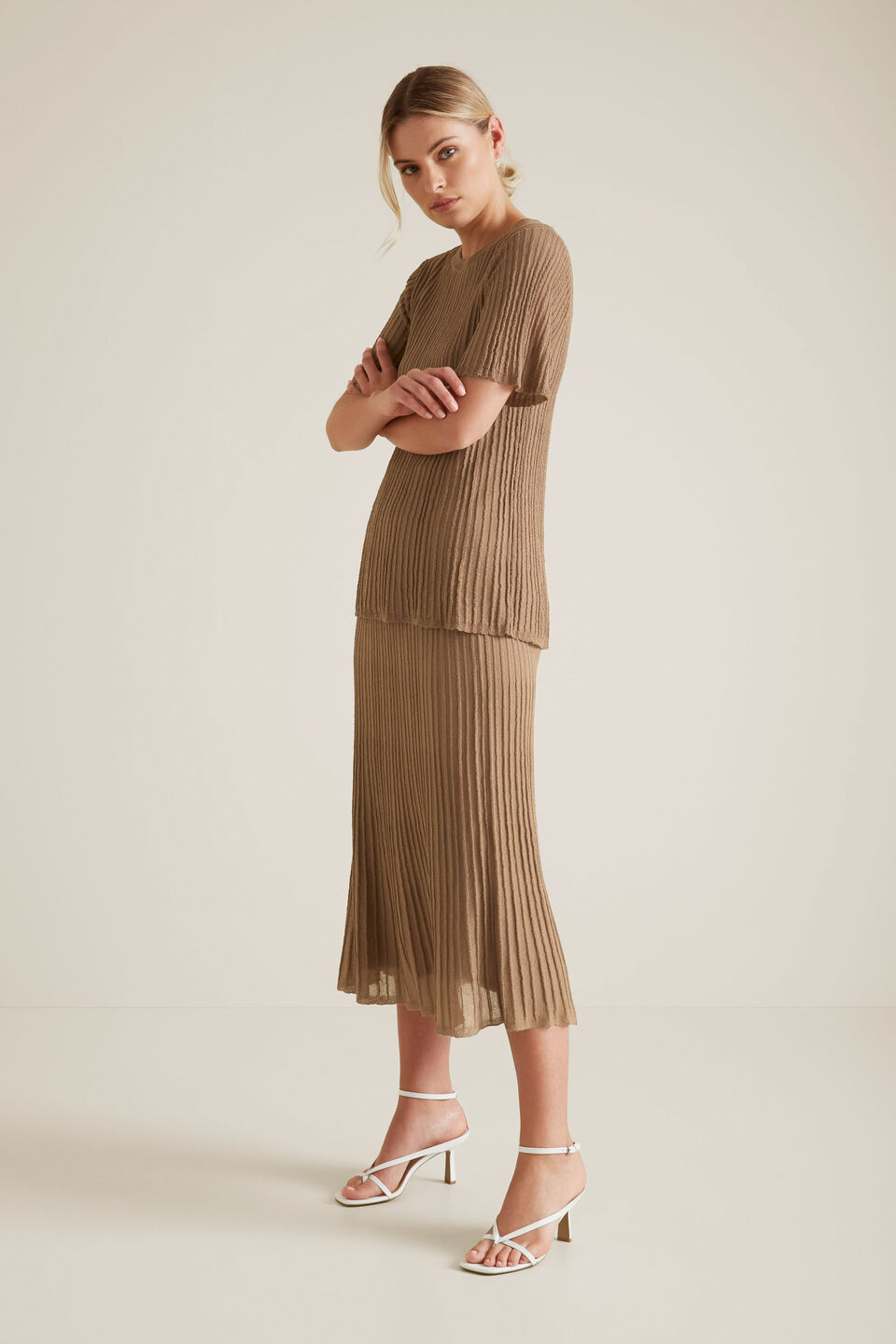 Pleated Knit Top  