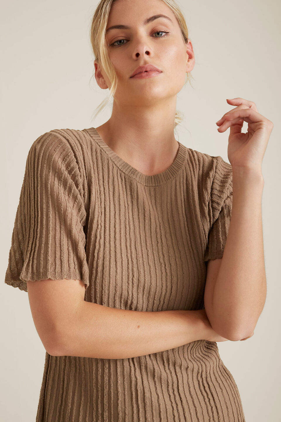 Pleated Knit Top  