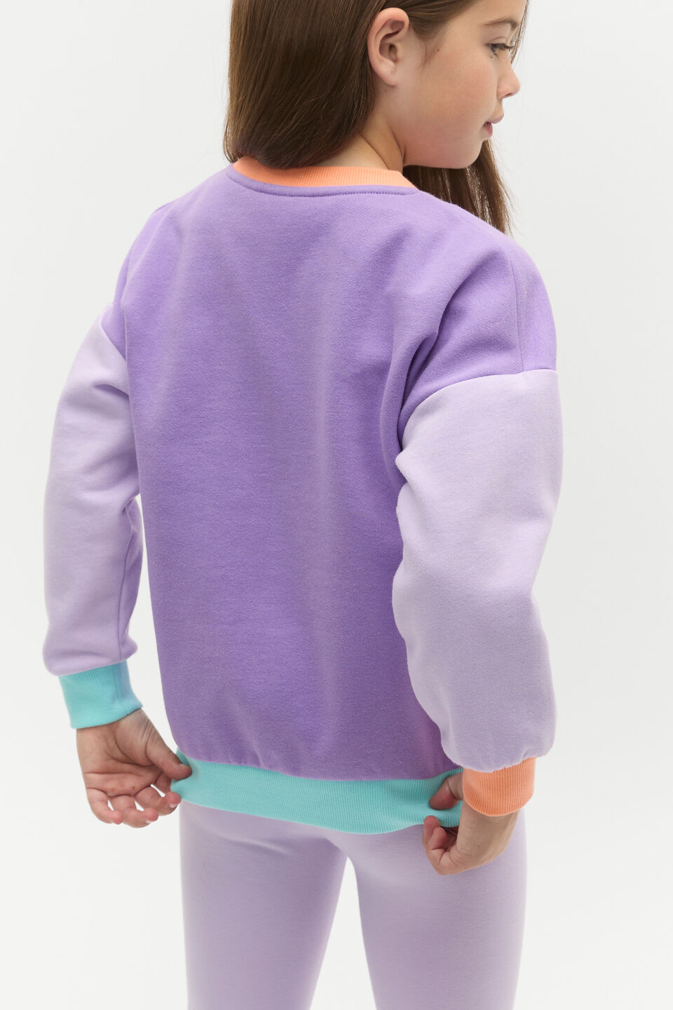 Colourblock Logo Sweat  Dark Lavender