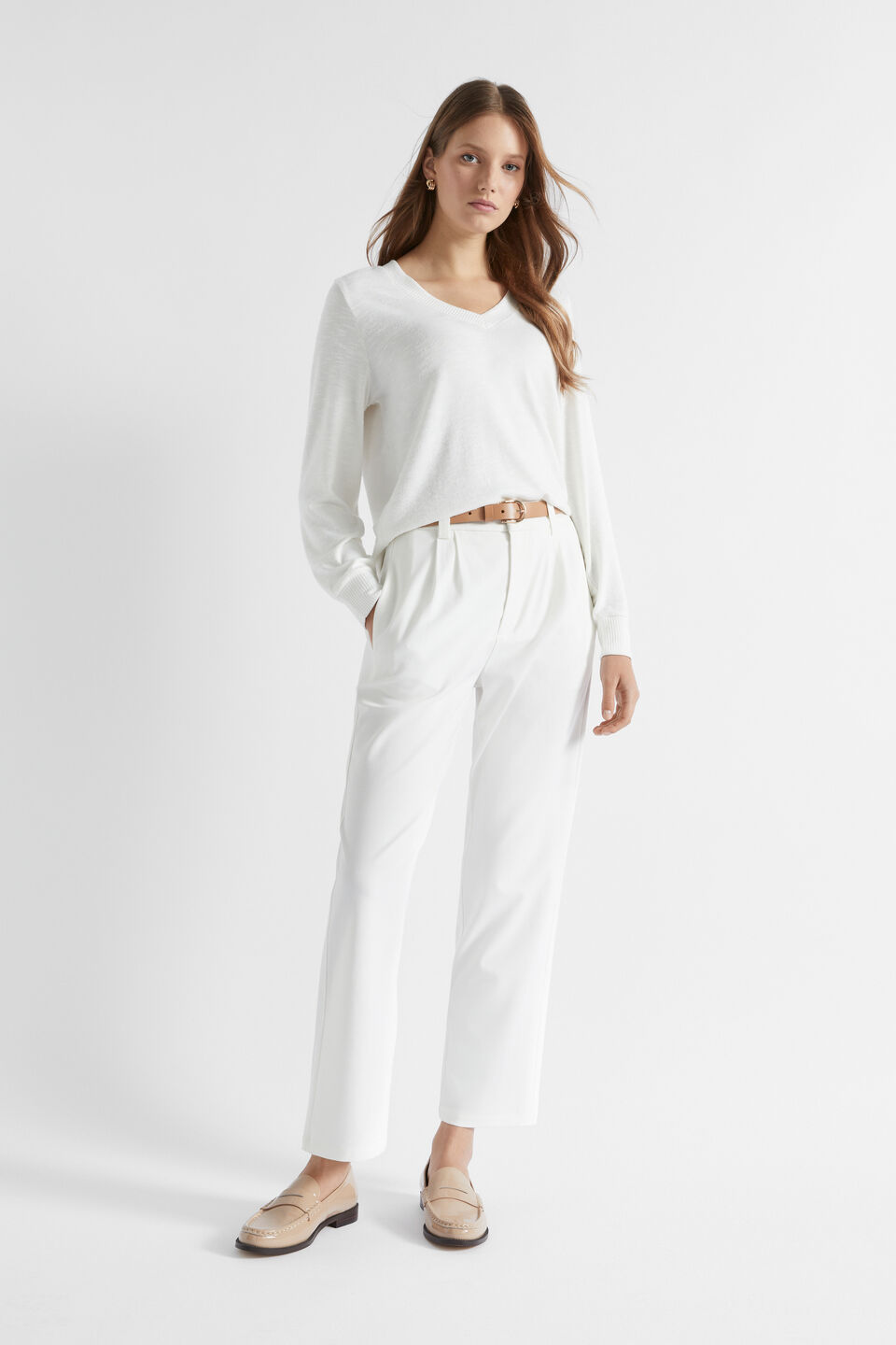 V Neck Supersoft Top  Cloud Cream Marle