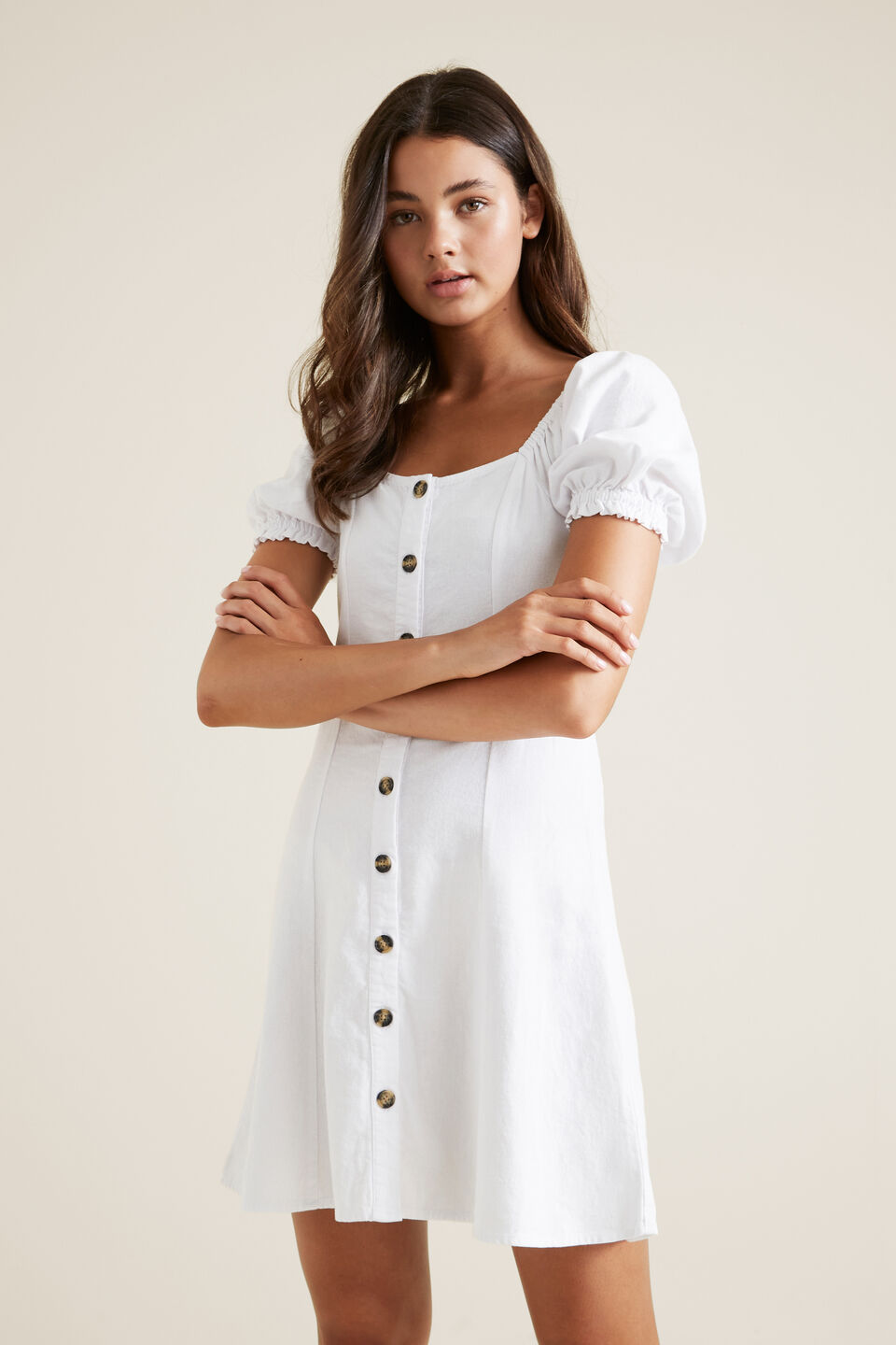 Button Dress  Chalk