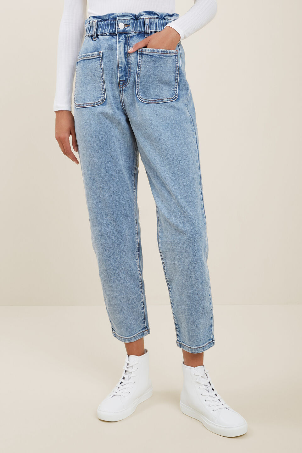 Paperbag Jean  Mid Vintage Wash