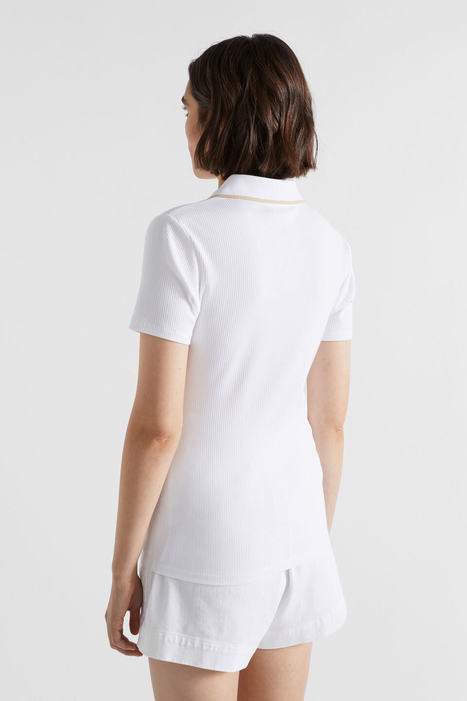 Collared Zip Thru Top  Whisper White