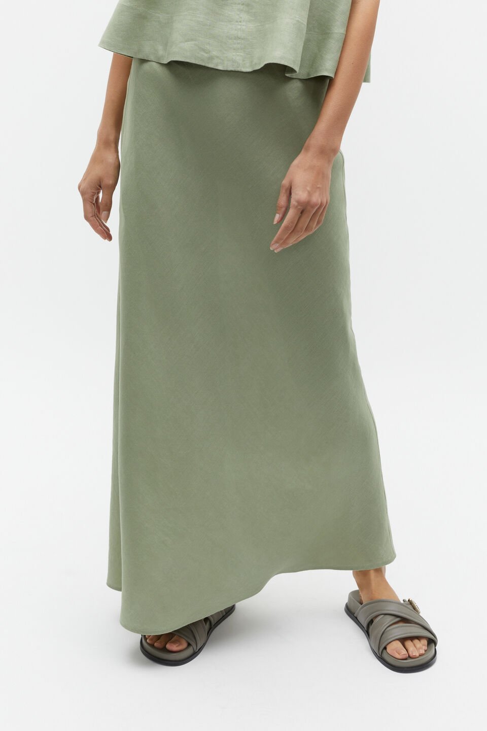 Core Linen Skirt  Pale Olive