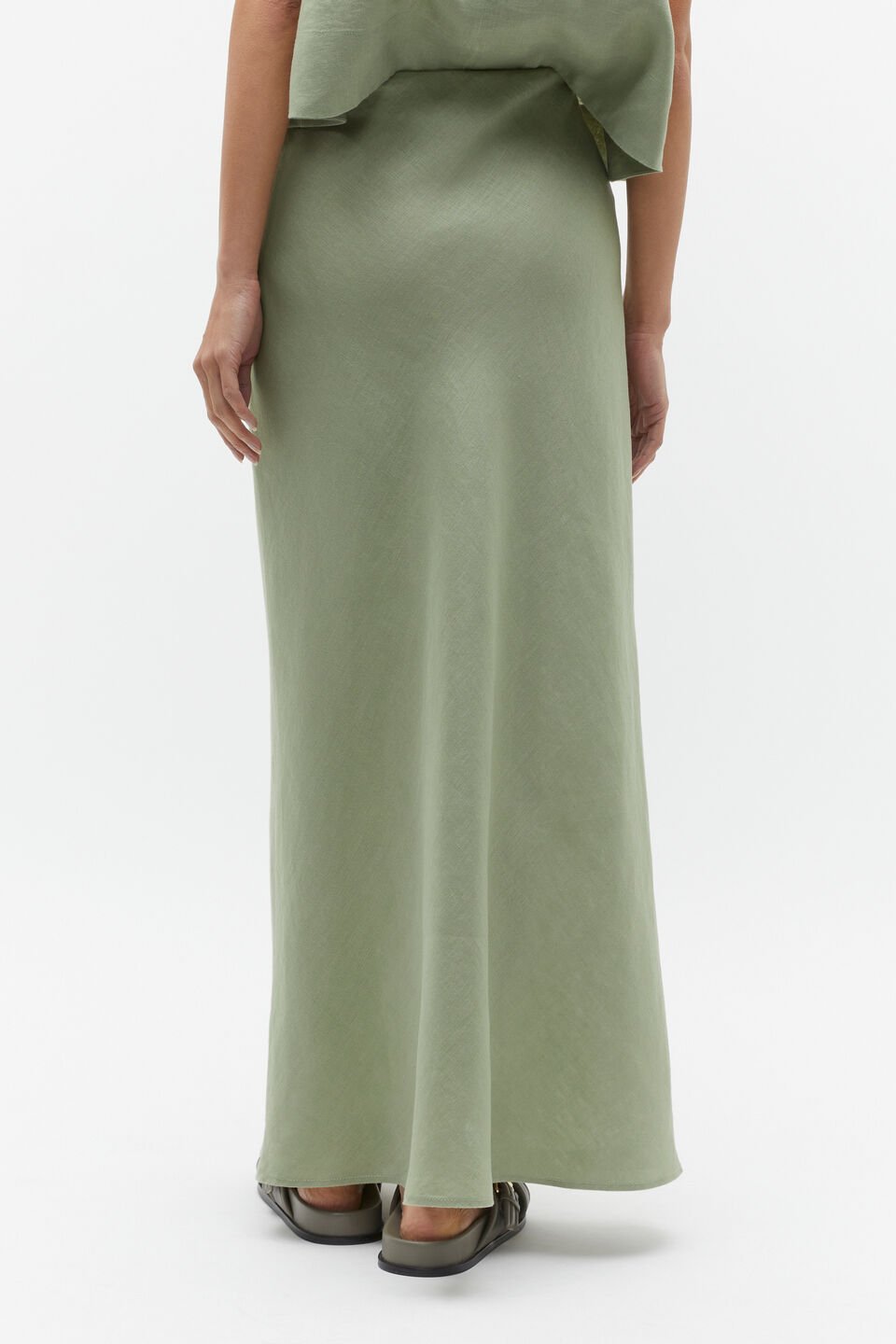 Core Linen Skirt  Pale Olive