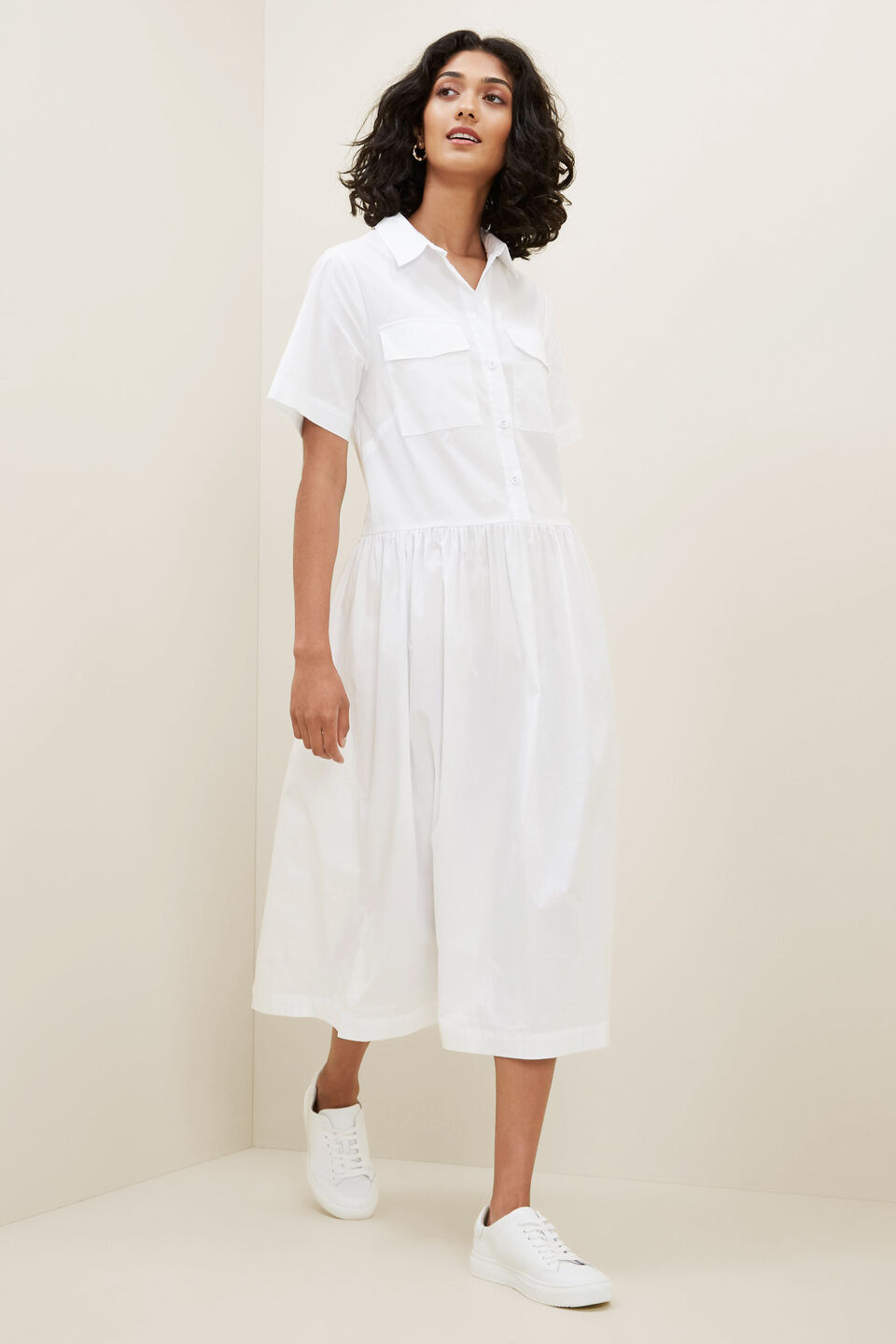 Boxy Shirt Dress  Whisper White