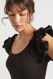 Poplin Ruffle Detail Tank  Black  hi-res
