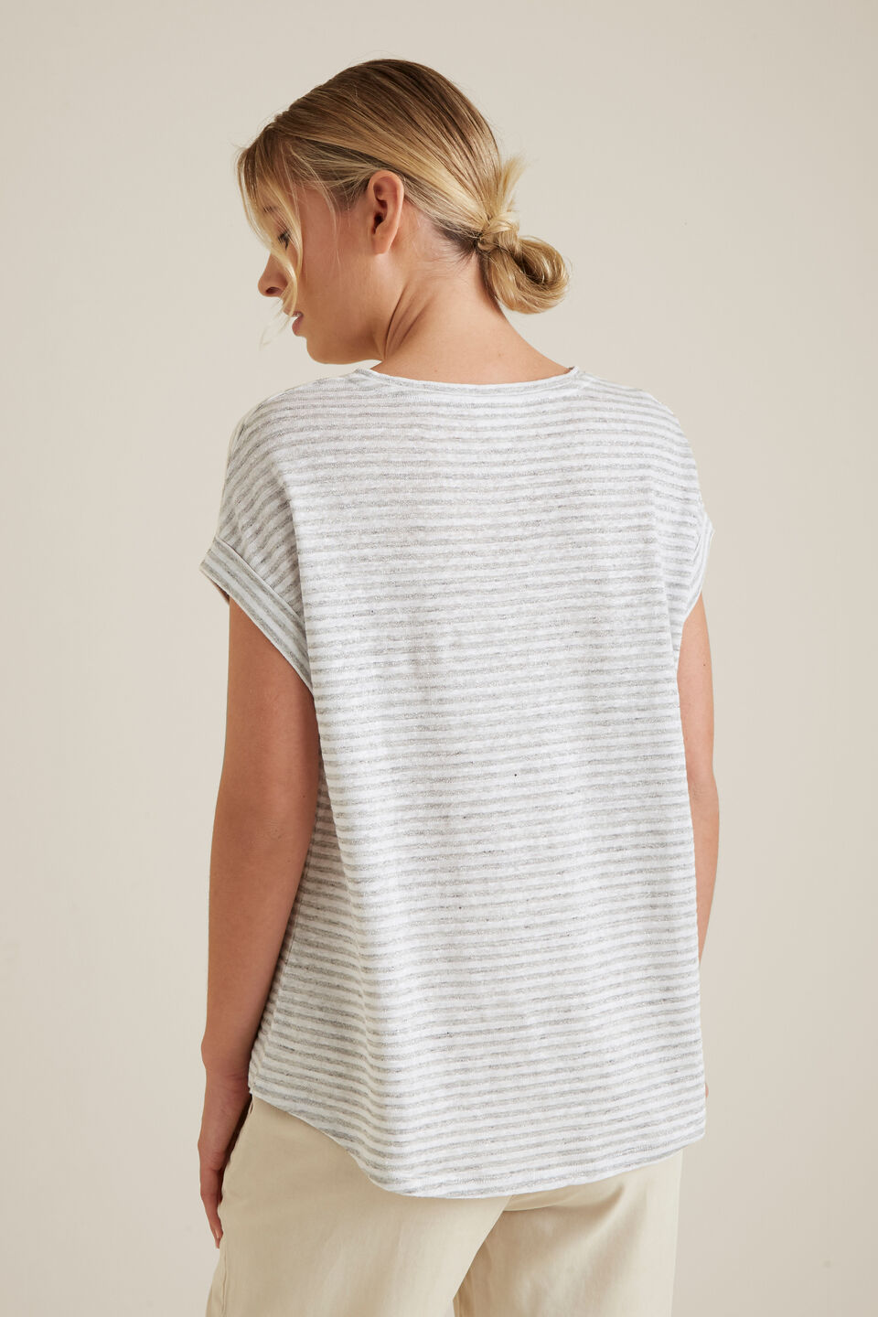 Rolled Cuff Stripe Tee  