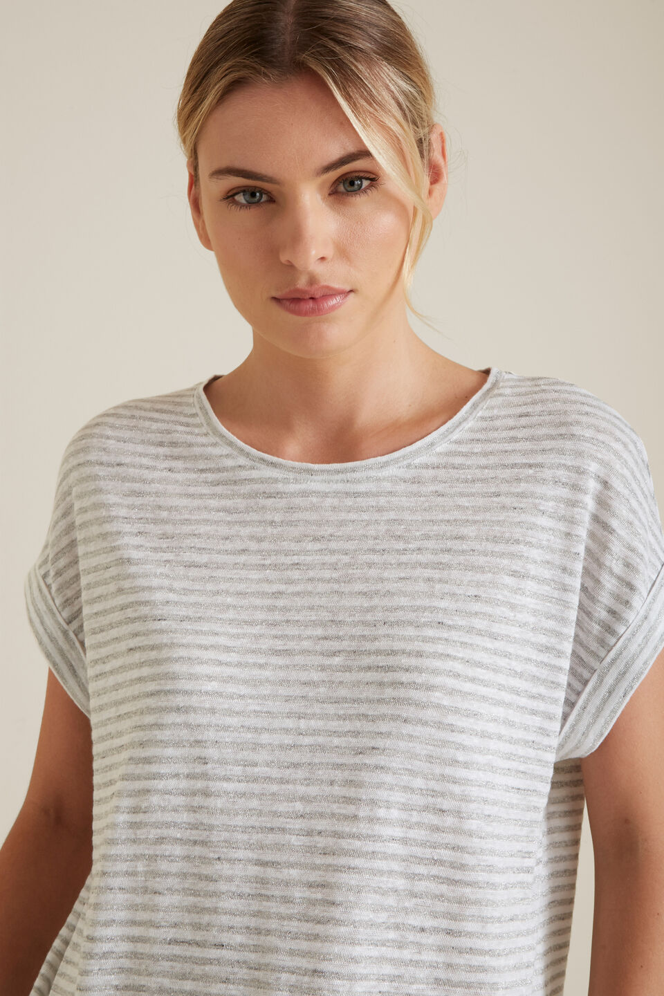 Rolled Cuff Stripe Tee  