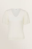V Neck Rib Sleeve Top    hi-res