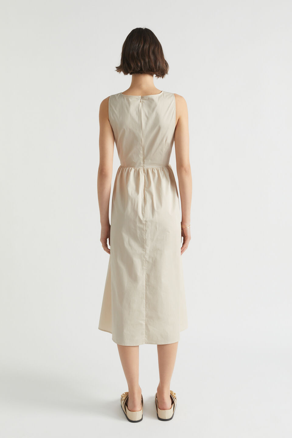 Sateen Tie Front Midi Dress  Magnolia