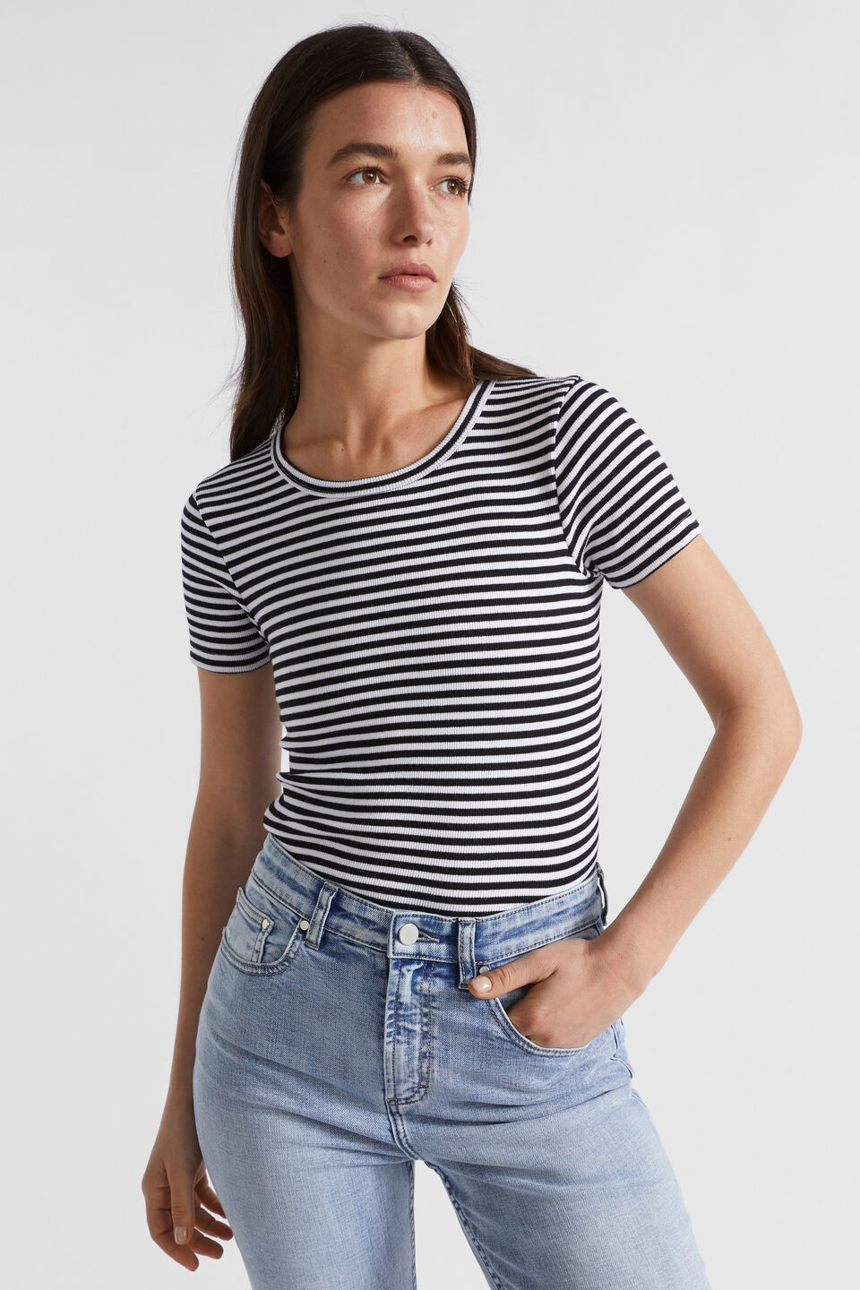 Core Rib Tee  Mono Stripe