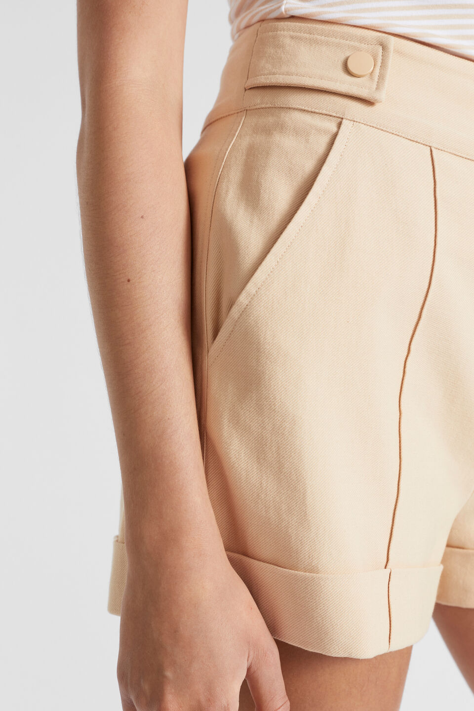 Casual Tab Waist Short  Soft Wheat