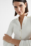Variegated Rib Polo Top  Cloud Cream Marle  hi-res