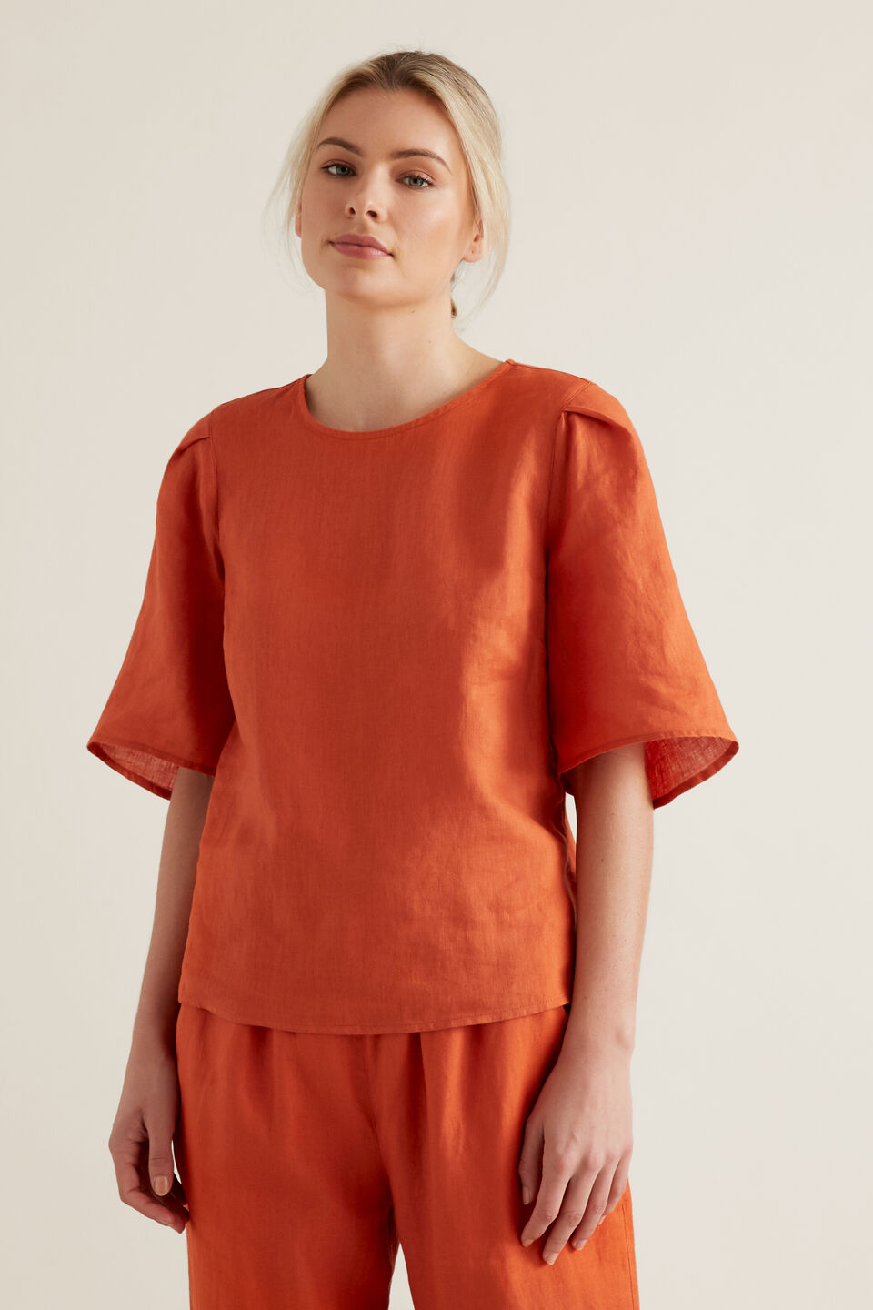 Flutter Sleeve Linen Top  