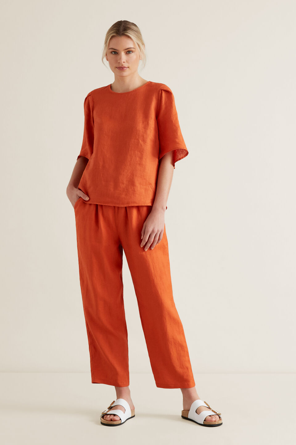 Flutter Sleeve Linen Top  