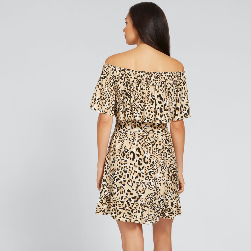 Off-Shoulder Animal Dress  