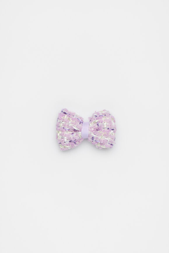 Tweed Bow Duck Clip  Soft Lilac  hi-res