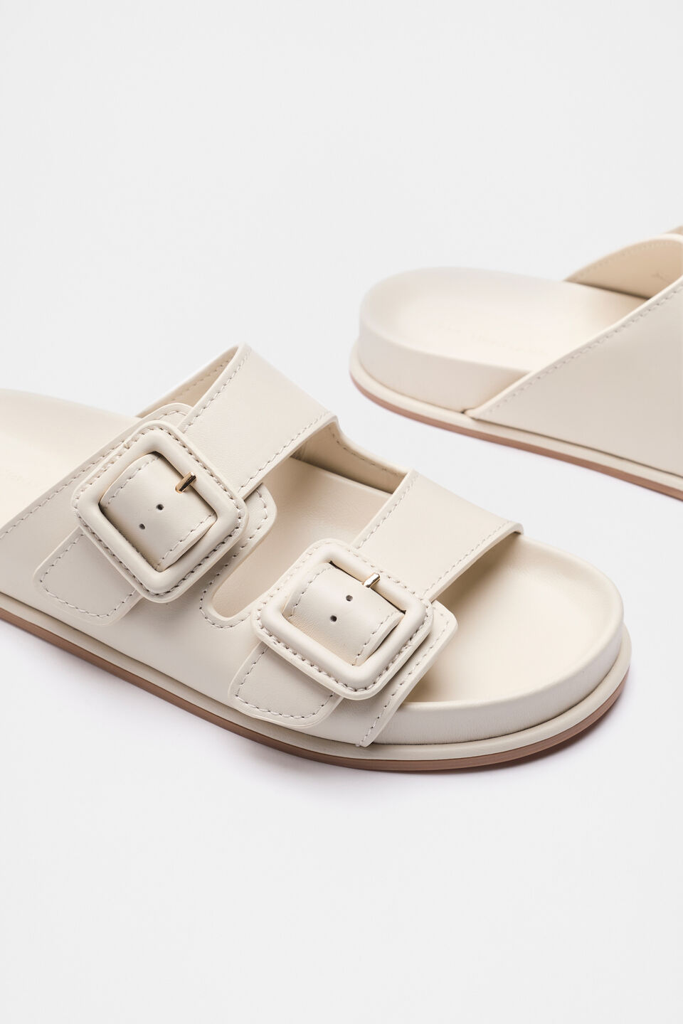 Dulci Covered Buckle Slide  Tofu