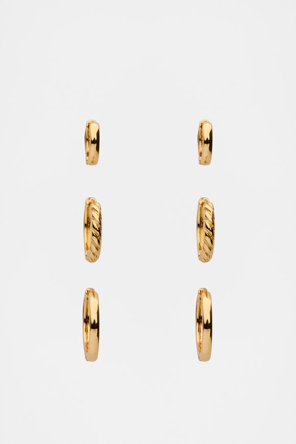 Textured Huggie Ear Pack  Gold  hi-res