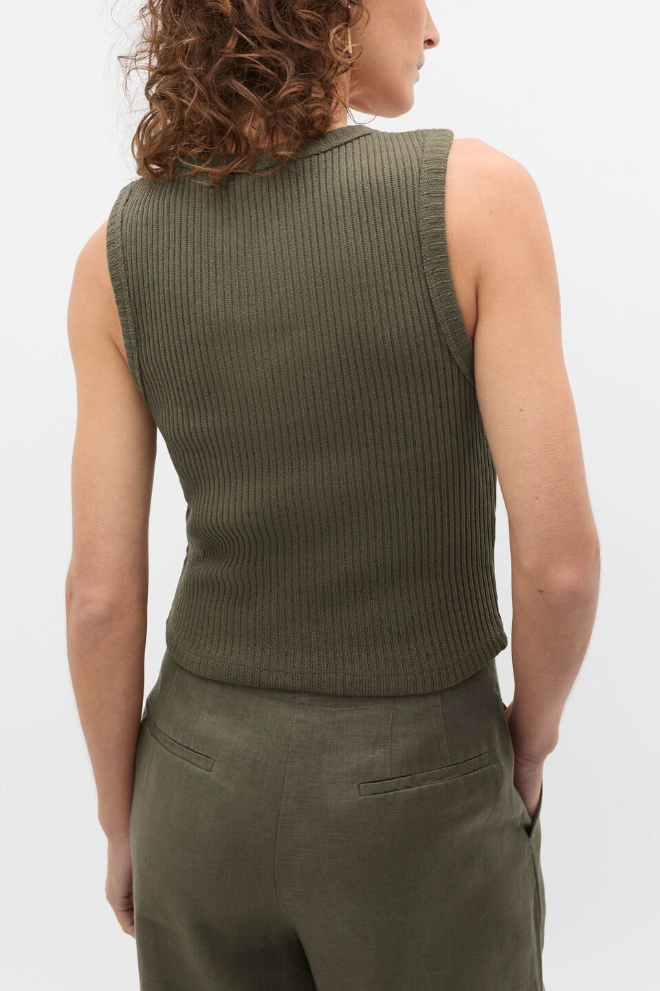 Textured Rib Tank  Olive Leaf