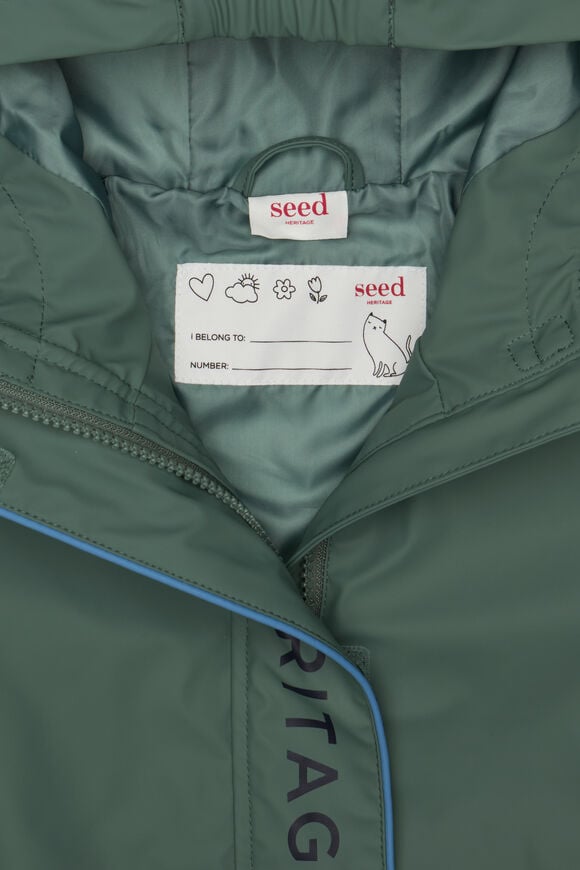 Colourblock Rain Coat  Khaki  hi-res