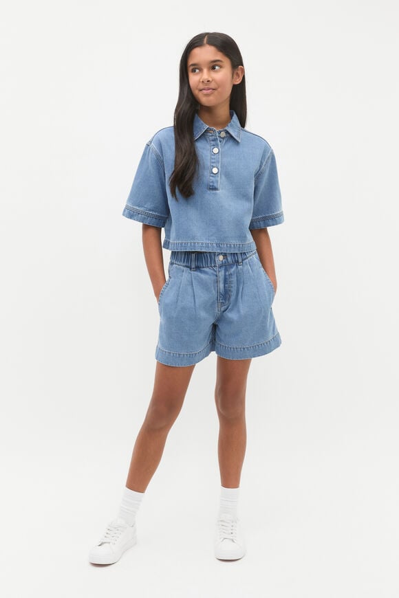 Boxy Denim Shirt  Mid Wash  hi-res